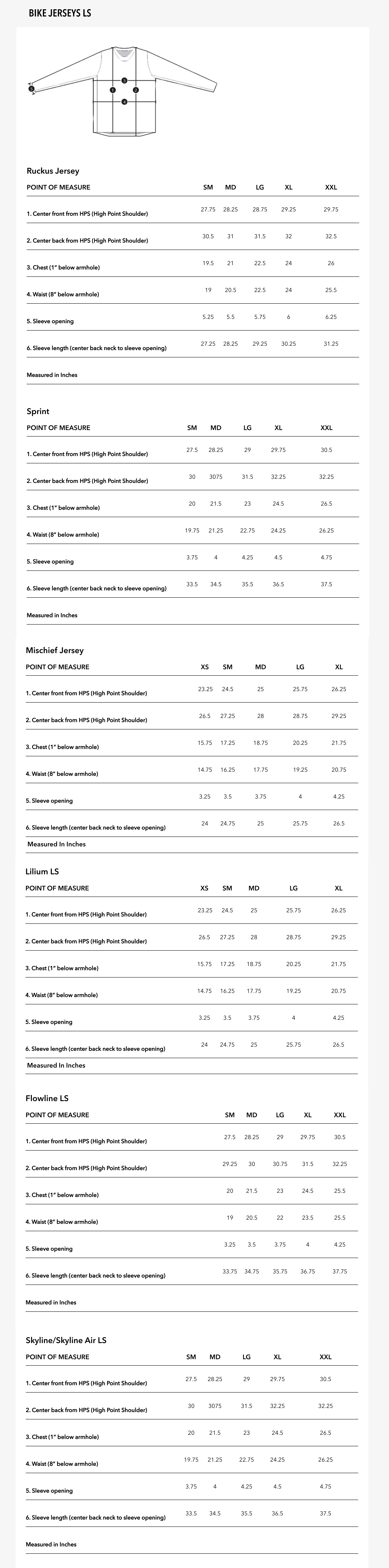 Sizing Guide - please contact Ride guides for assistance