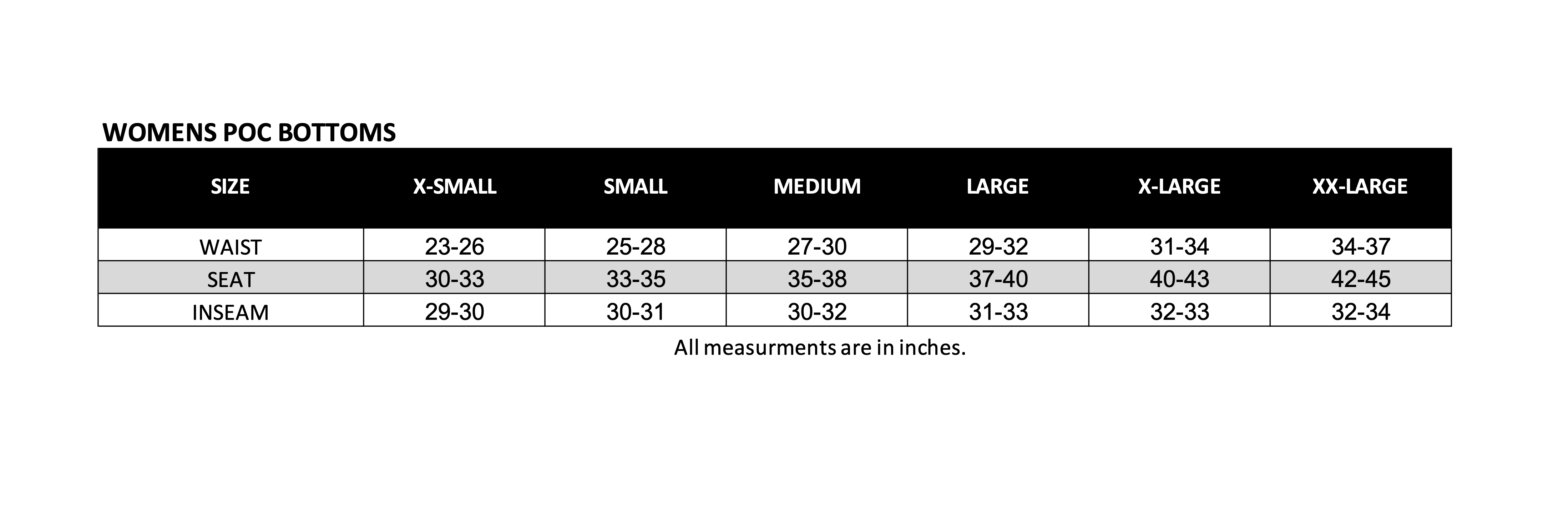 Sizing Guide - please contact Ride guides for assistance