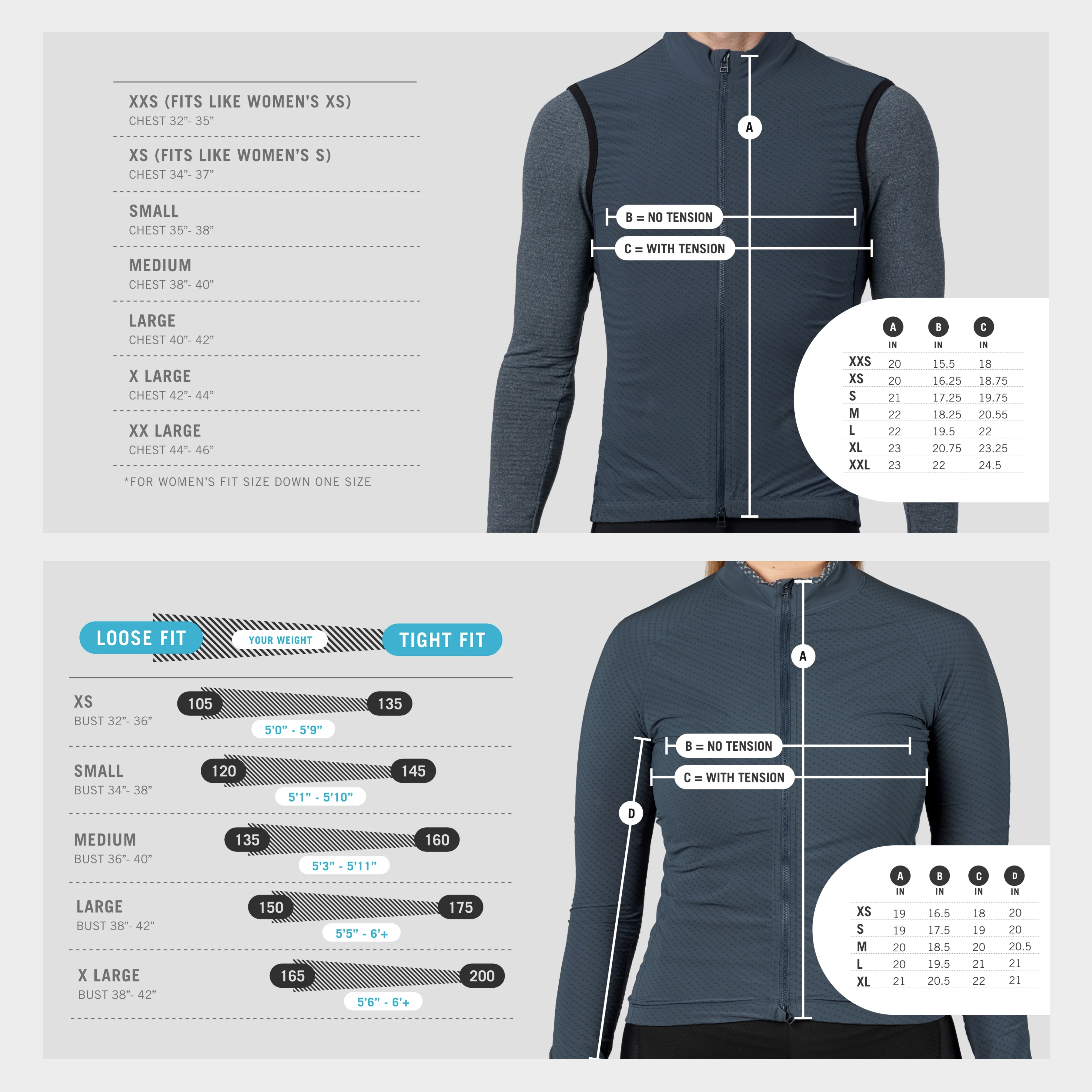 Sizing Guide - please contact Ride guides for assistance