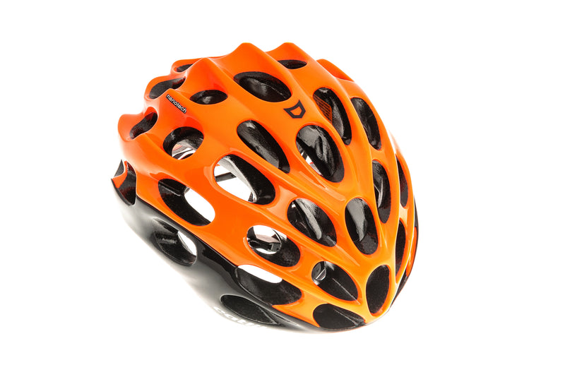 black and orange bike helmet