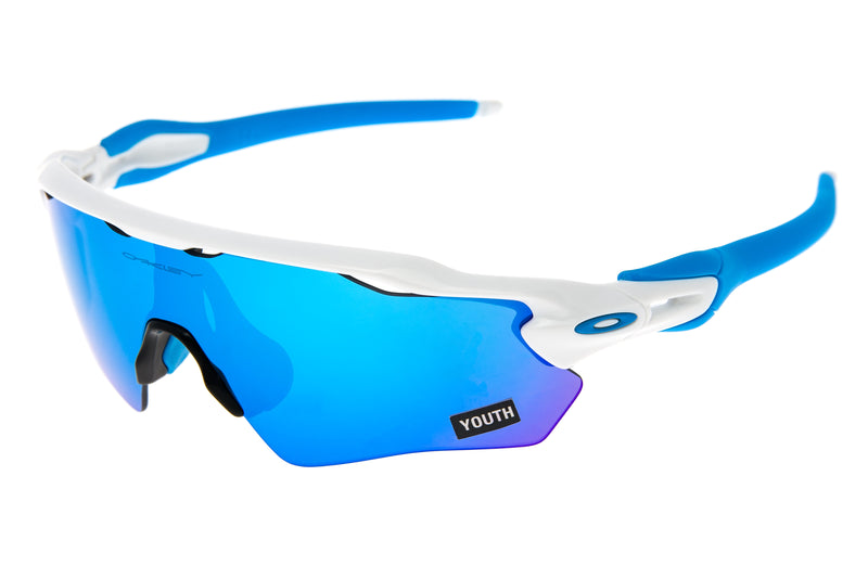 white oakleys with blue lenses