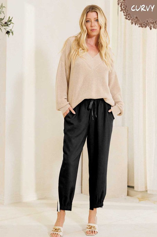 Linen Blend High Waist Jogger Pant In Curvy Style! – Closet