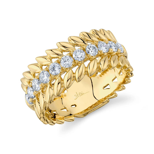 Gold Diamond Cut Double Laurel Wreath Ring | Factory Direct Jewelry