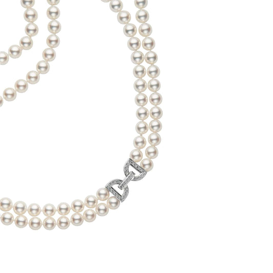 2-layer Pearls and Steel 18” Necklace- ENGRAVED Delta symbols