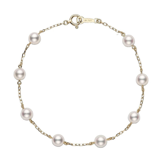 Mikimoto Cultured Pearl Station Necklace in White/Gold Pearl