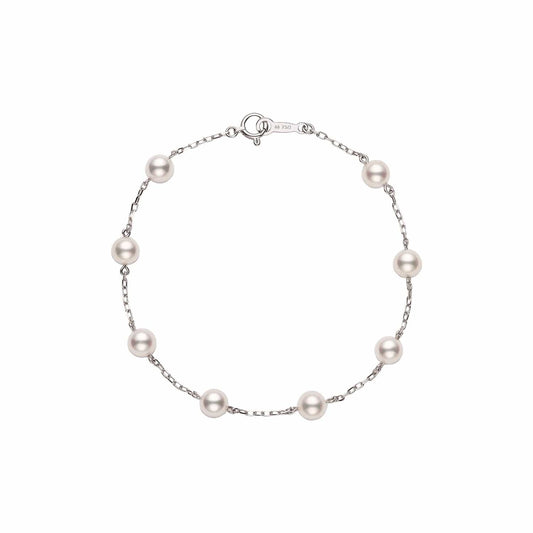 Akoya Cultured Pearl Double Strand Necklace with Diamond Clasp