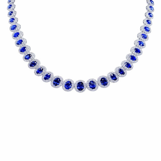 Alaghband Lilac Necklace with Blue Sapphire & Diamonds in White