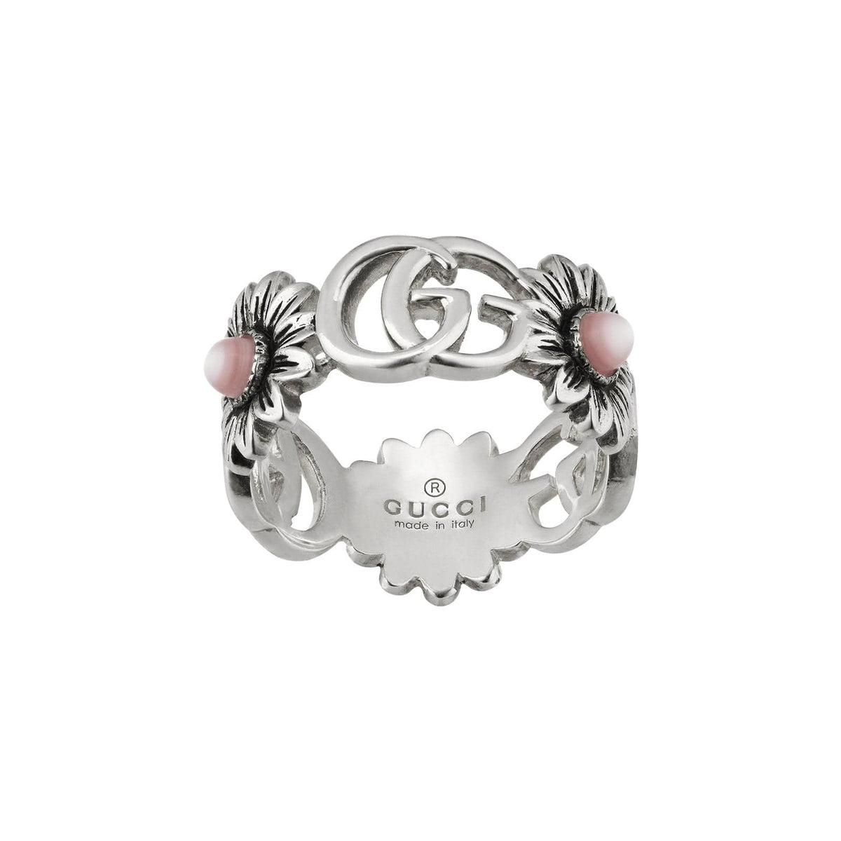 Pink Mother of Pearl Double G Flower Ring — Diamond Cellar