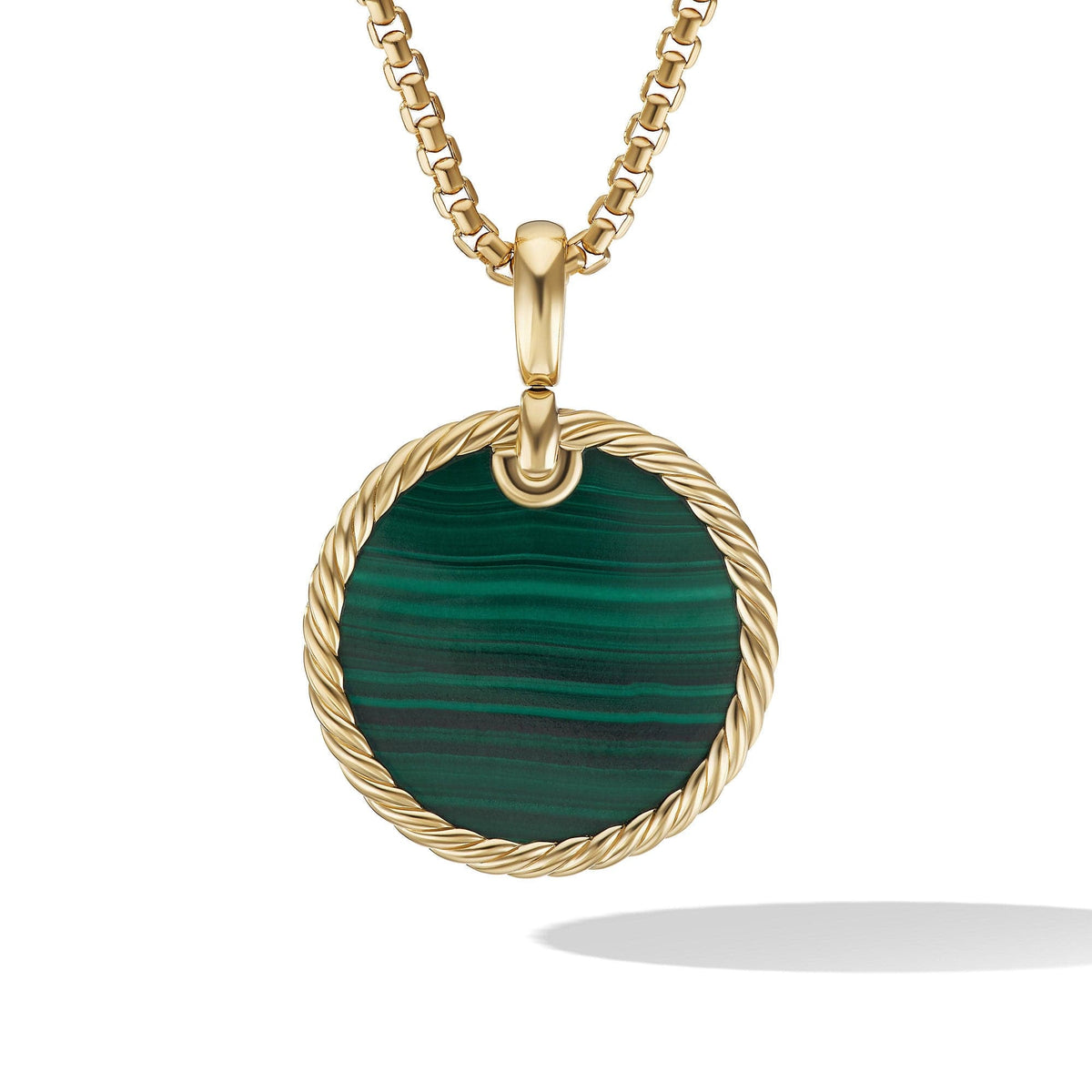 DY Elements Disc Pendant in 18K Yellow Gold with Malachite