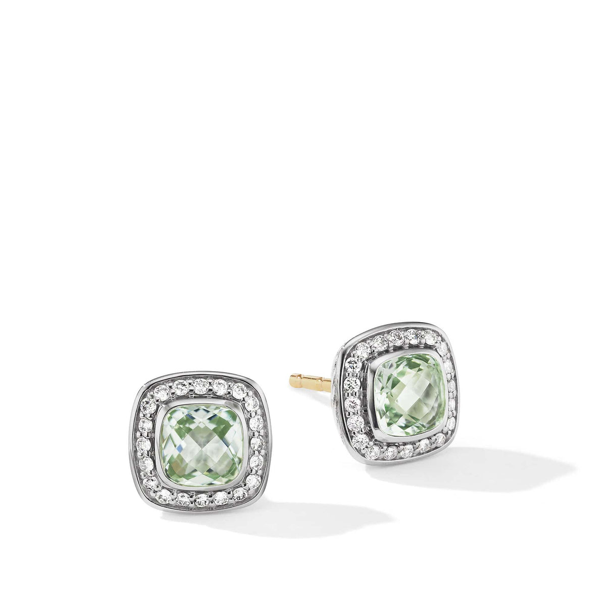 Petite Albion Stud Earrings with Prasiolite and Pave Diamonds - David Yurman- Diamond Cellar