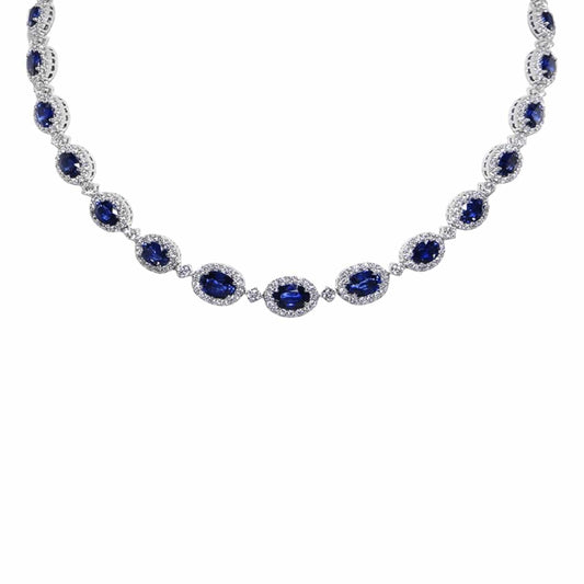 Alaghband Lilac Necklace with Blue Sapphire & Diamonds in White