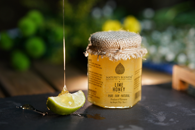 A jar of raw organic lime honey