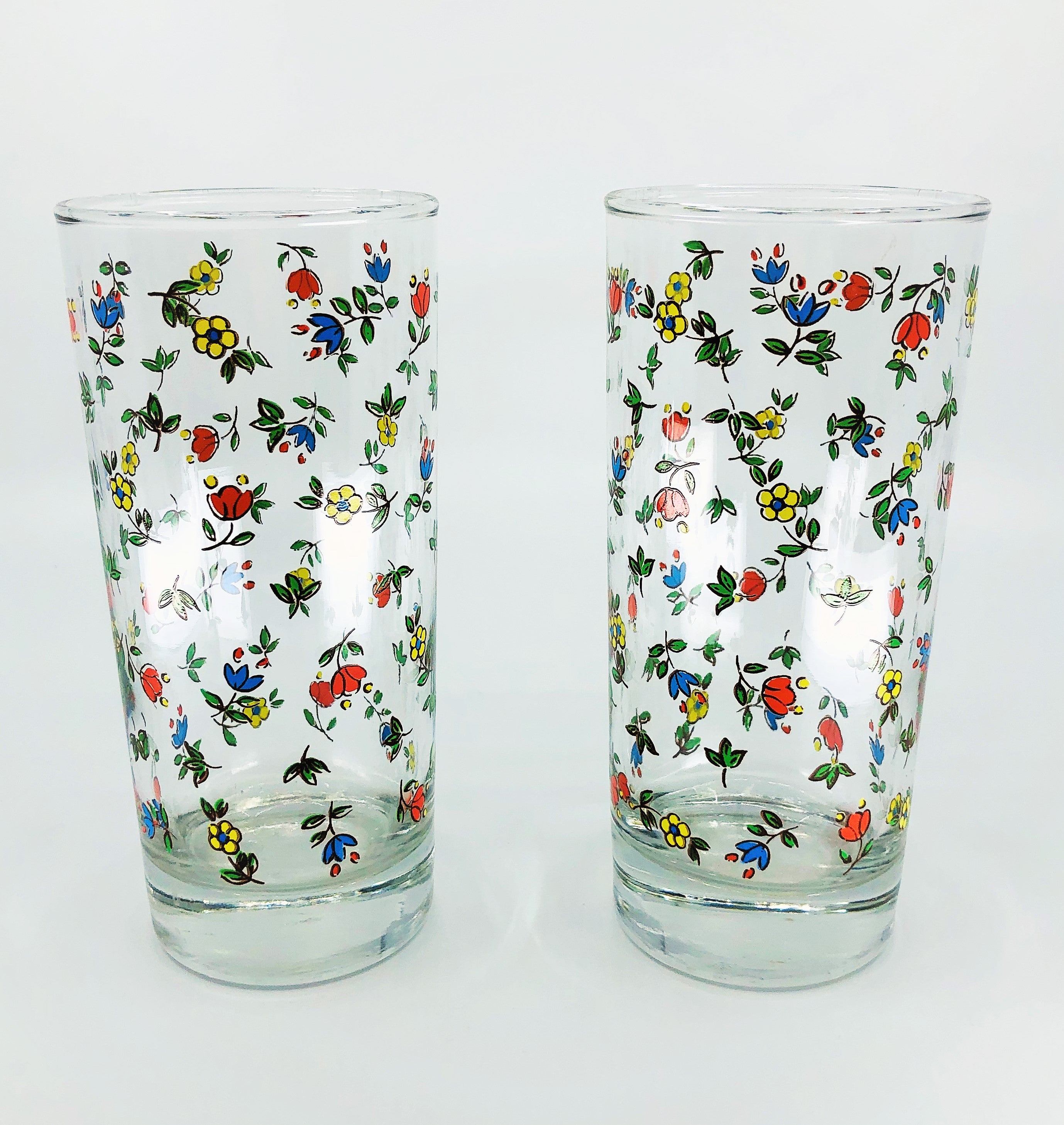 Vintage Botanist Drinking Glass Set, Luxurious Floral Embossed