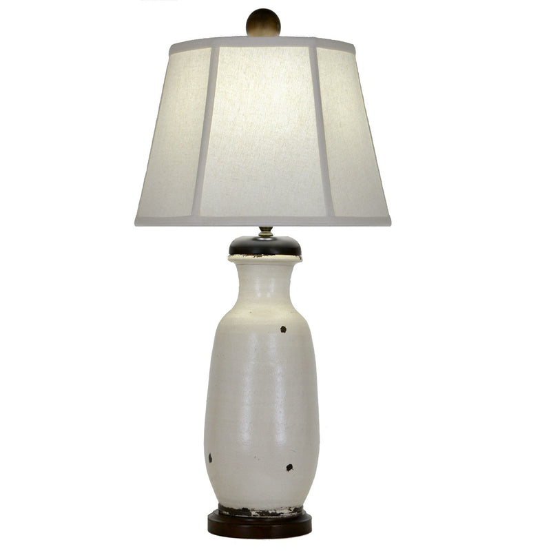 white clay table lamp