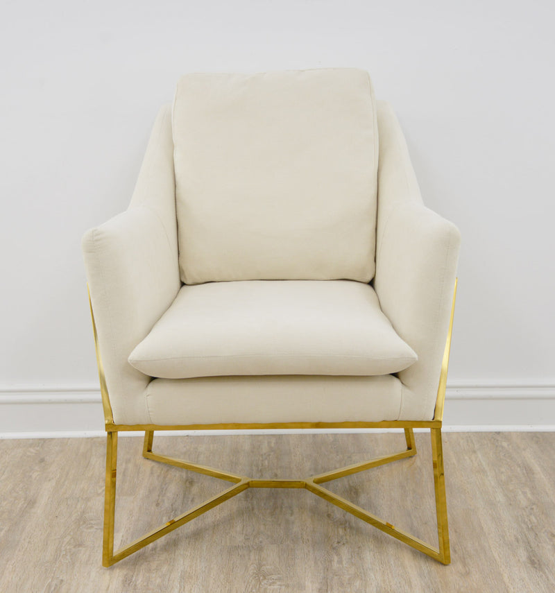 gold leather accent chair