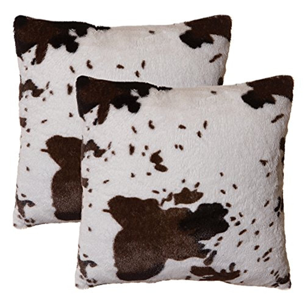 Faux Cowhide Plush Throw Pillow 2 Pack 18 X18 With Insert