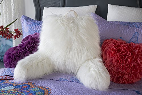 Reading Lounge Pillow Mongolian White Faux Fur North End Decor