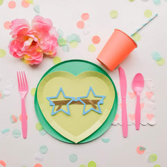 neon heart plate with cup