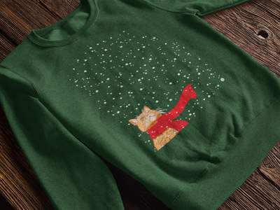 Tabby Snow Cat Ugly Christmas Sweatshirt