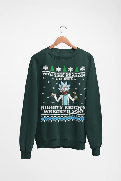Rick and Morty - Let's Get Riggity Wrecked Son Ugly Christmas Sweatshirt