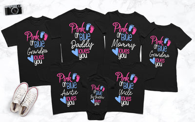 Gender Reveal Shirts | Family Pink or Blue Gender Reveal Shirts | Pink or Blue, Boy or Girl We Love You