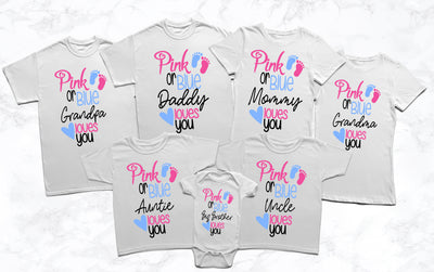 Gender Reveal Shirts | Family Pink or Blue Gender Reveal Shirts | Pink or Blue, Boy or Girl We Love You