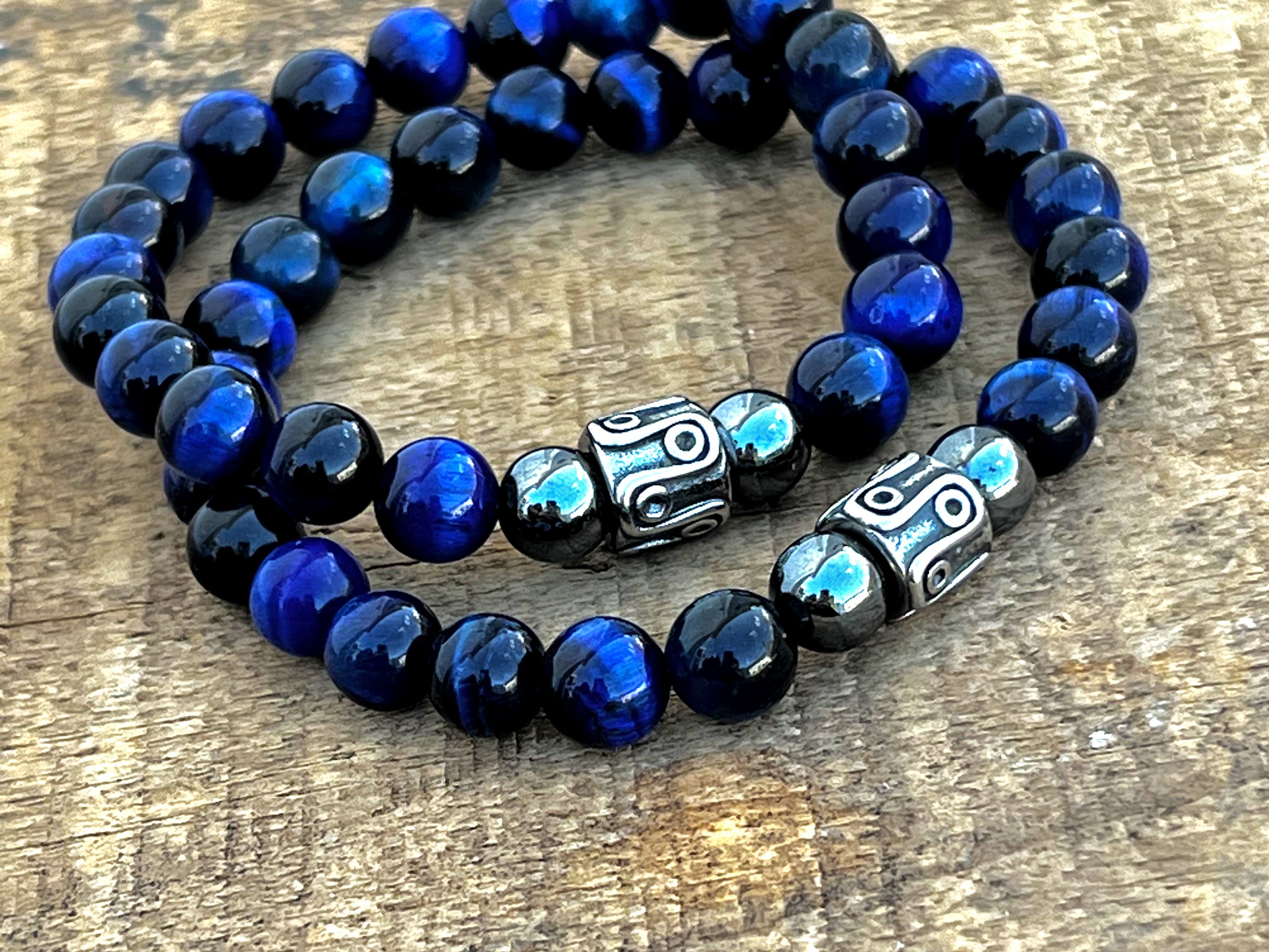 Blue Tiger Eye Beaded Bracelet for Colon Cancer Awareness  Rock  Hardware  Jewelry