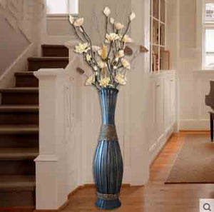 Big Retro Bamboo Wood Large Floor Vase Natural Elements By L