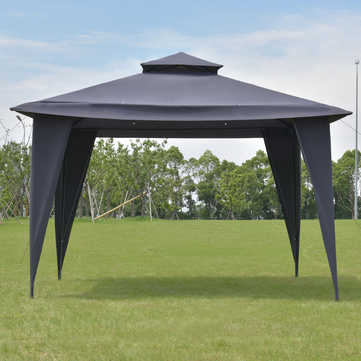 Natural Elements By L / 2 -Tier 11 X 11 Black Gazebo Canopy ...