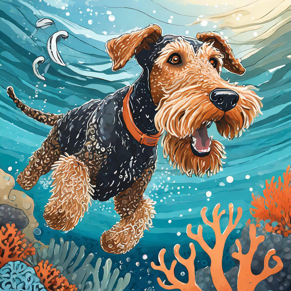 airedale in the ocean