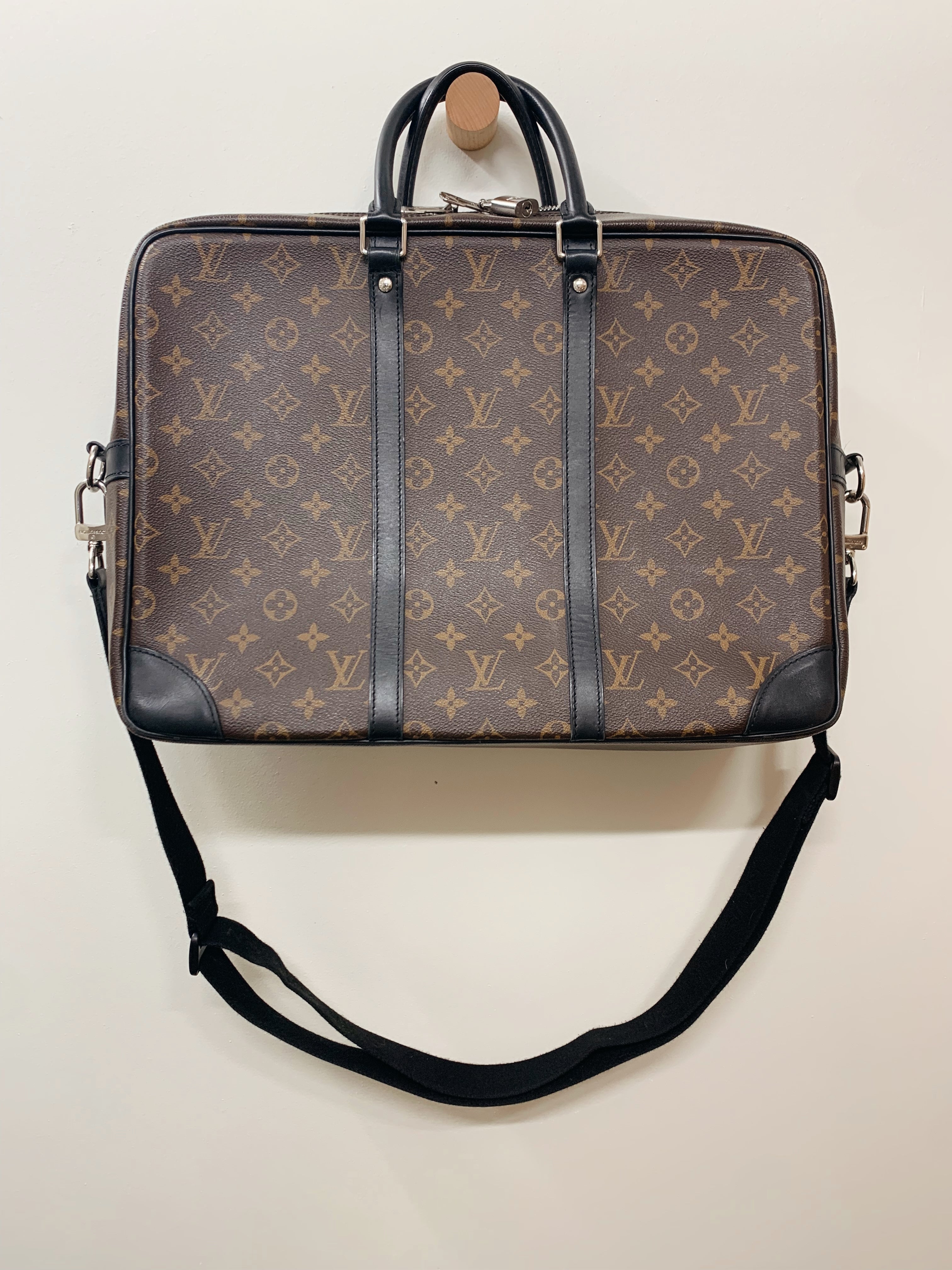 Louis Vuitton Porte-Documents Voyages Monogram Macassar GM Brown/Black in  Canvas with Silver-tone - US