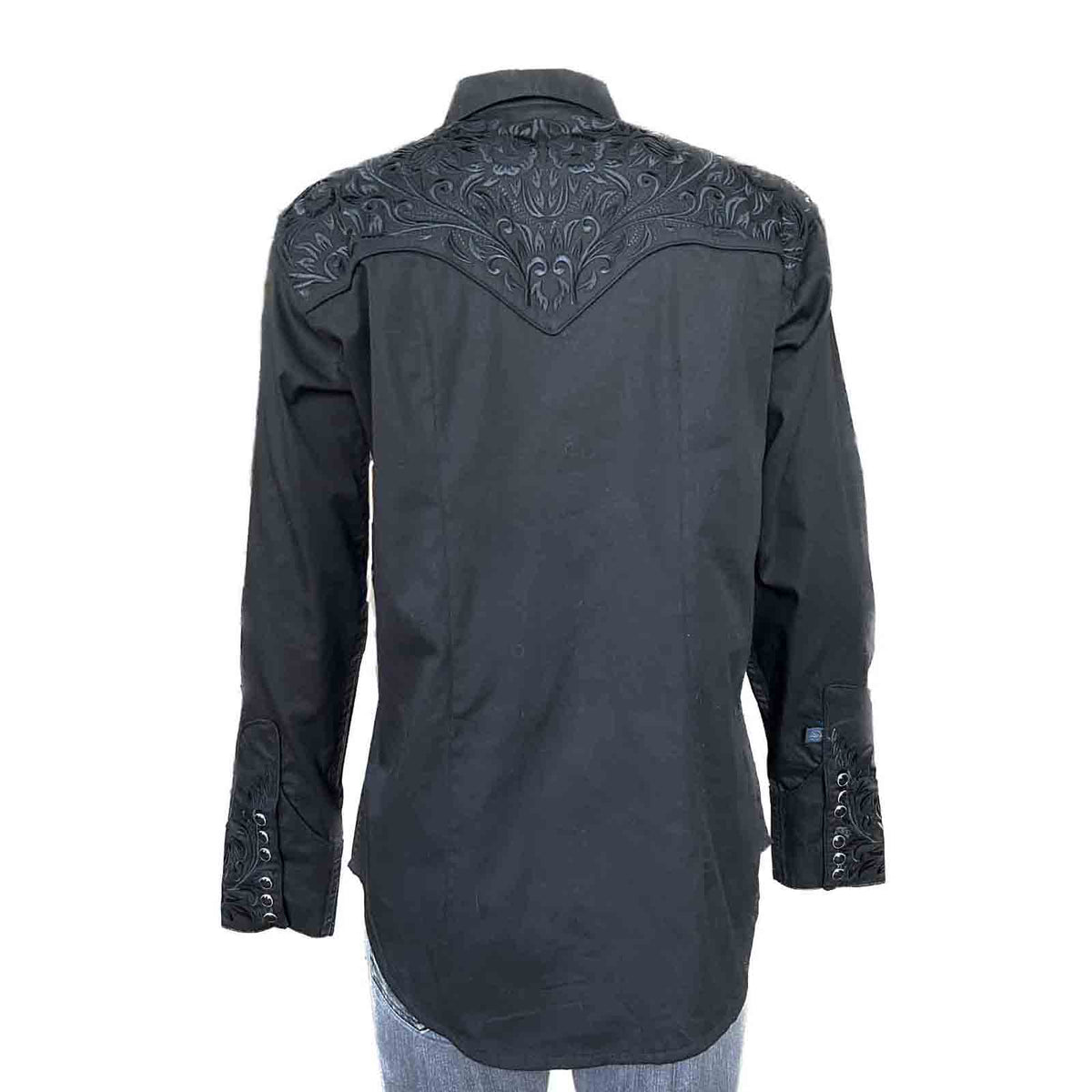 LUCKY BRAND Western Shirt True Indigo Denim Black Embroidered Floral  Women's XS