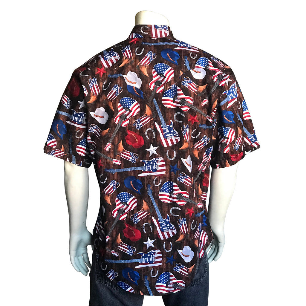 Rockmount Men’s Short Sleeve American Flag Western Shirt