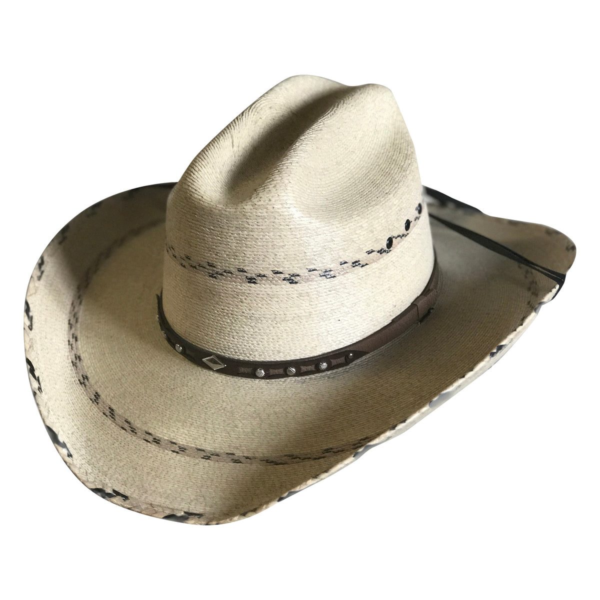 Rockmount Palm Straw Cowboy Hat With Cattleman Brands