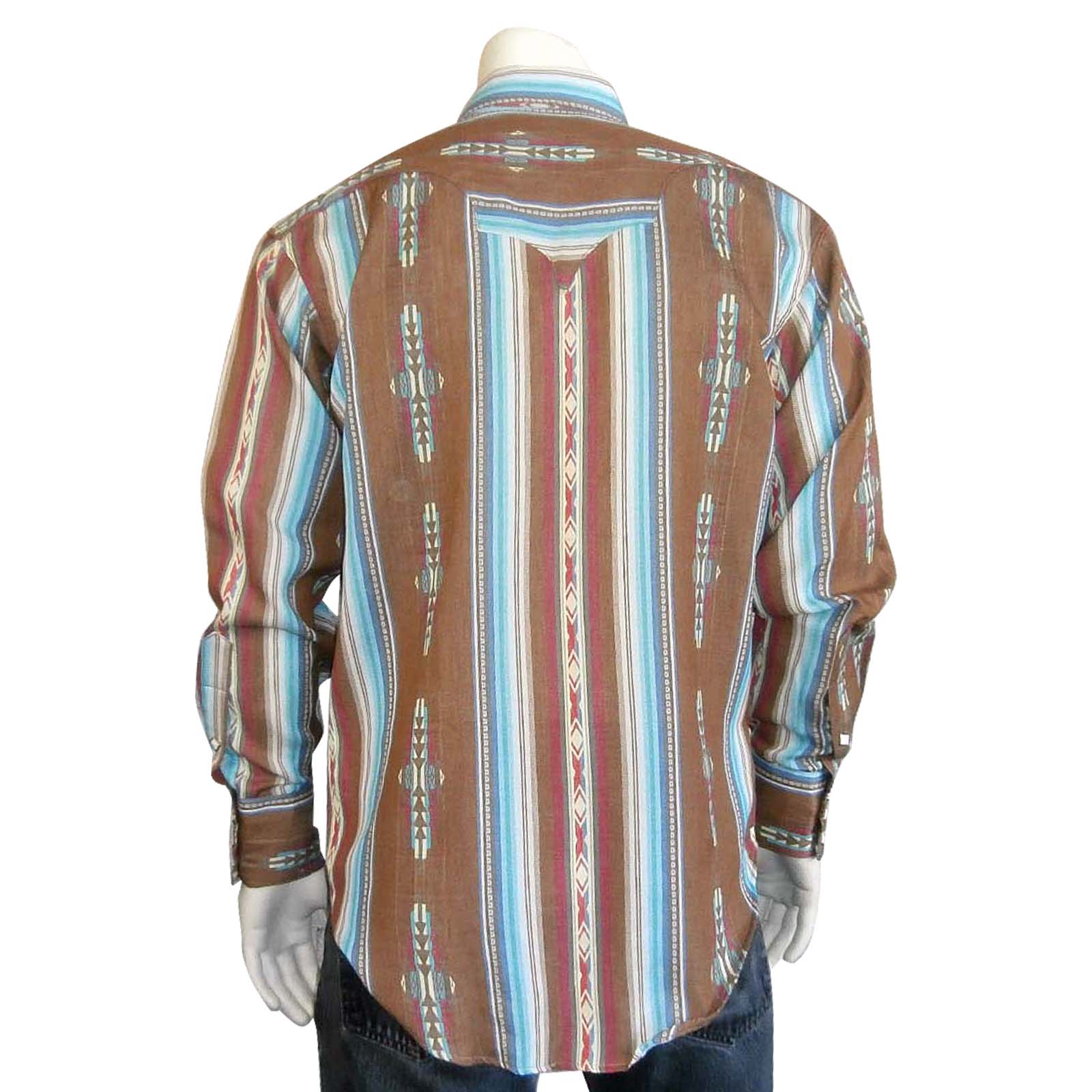 Rockmount Men's Brown Serape Stripe Western Shirt