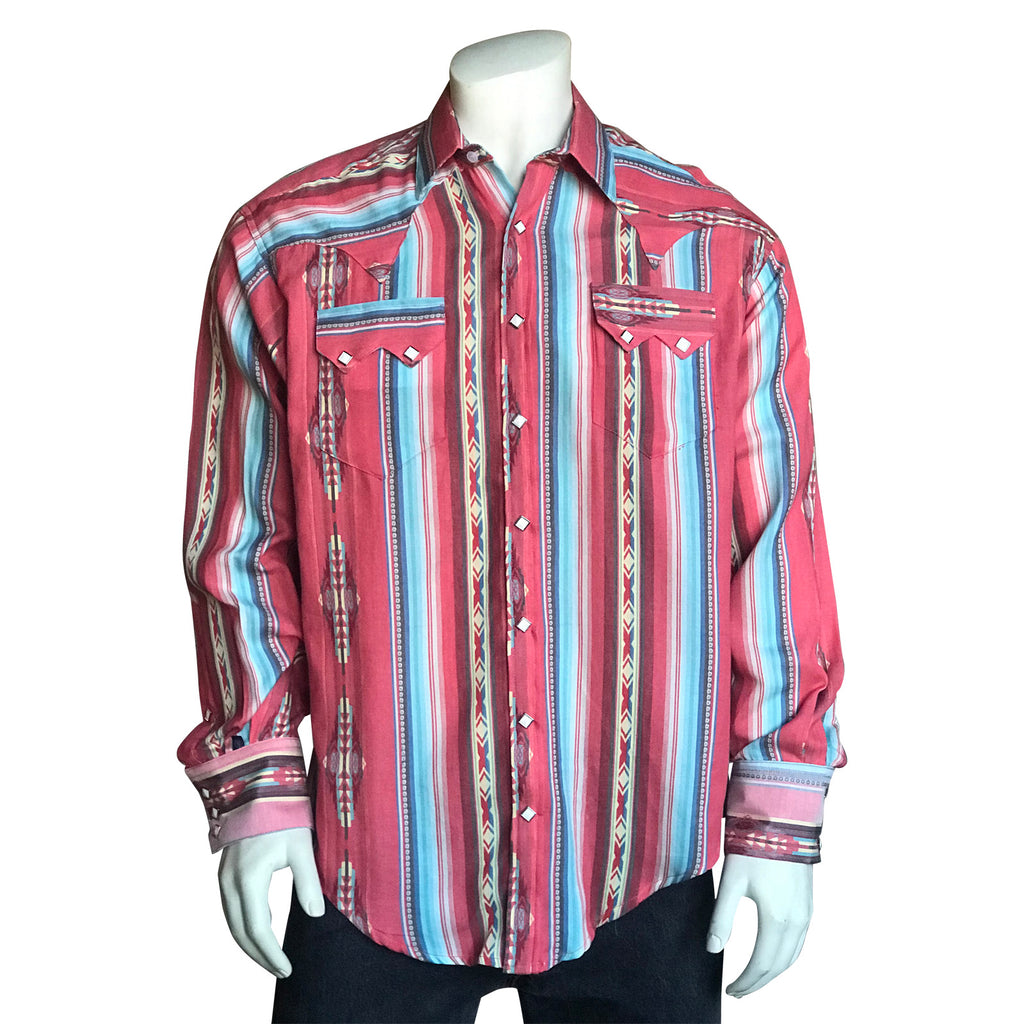 Rockmount Men's Coral Serape Stripe Western Shirt