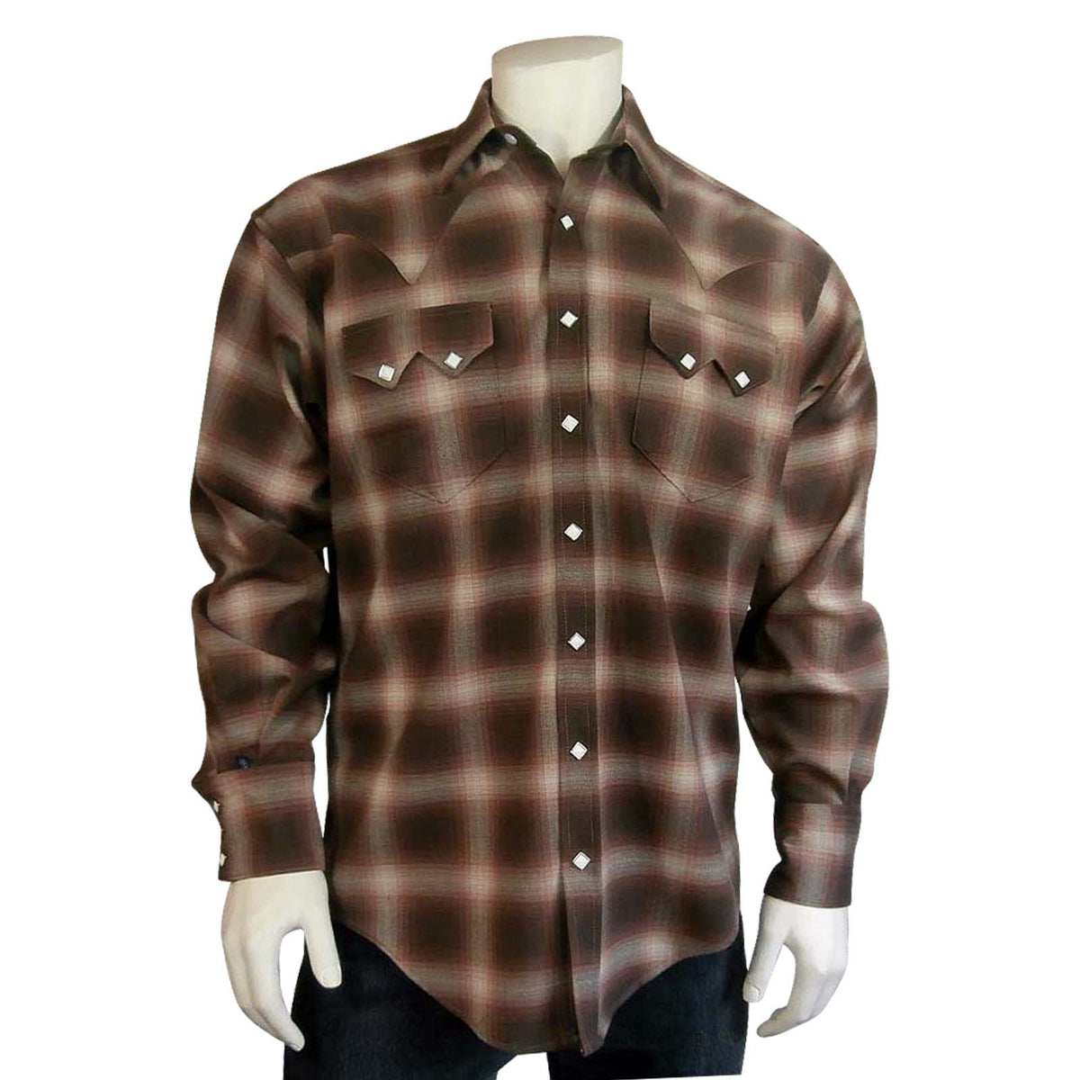 Rockmount Men's Plush Flannel Plaid Orange Western Shirt