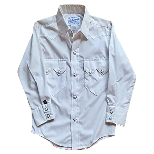 Kid's Youth Vintage Solid White Western Shirt
