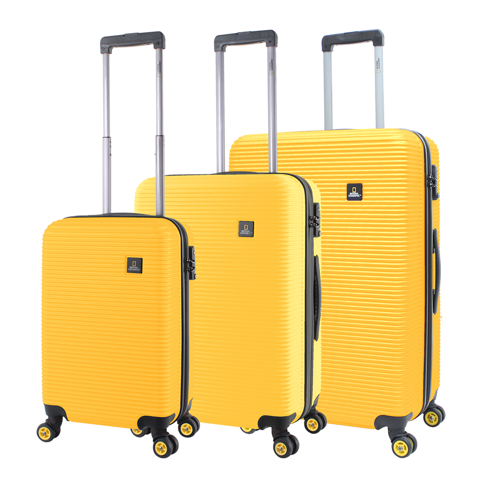 National Geographic 3 piece lightweight hardcase trolleyset Abroad ABS ...