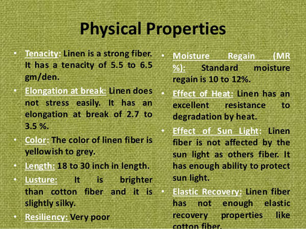 Physical Properties of the Linen Fabric