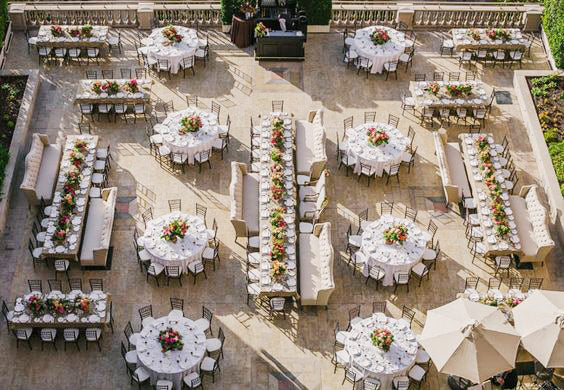 wedding table setting with a unique shape