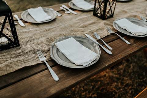 Table set up with reusable cloth napkin