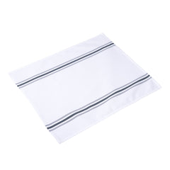 White napkin with black side stripes