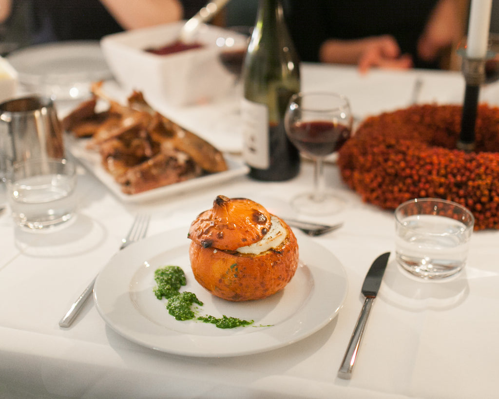 Firmen Weihnachtsfeier mit vegetarischem Kürbis