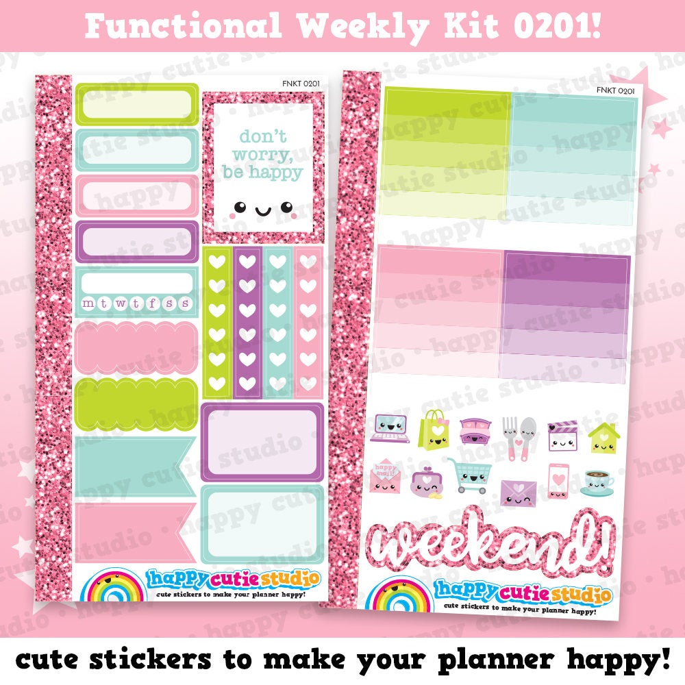 Functional Personal Size Weekly Kit 0229 Planner Stickers/Kawaii/Cute –  HappyCutieStudio