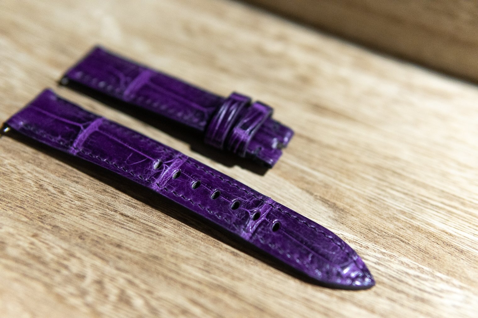 Genuine Alligator Strap - Raven Purple