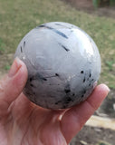 Tourmalinated Quartz Sphere 7cm A1