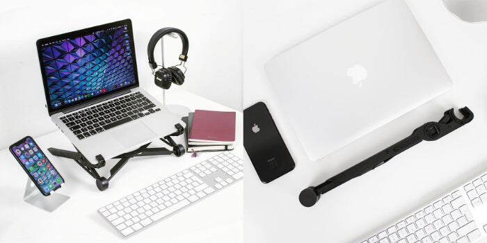 Nexstand K2 laptop stand on desk folded