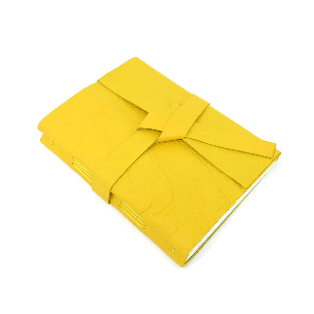 Custom Unlined Leather Sketchbook Or Notebook Yellow Absolutely Evo