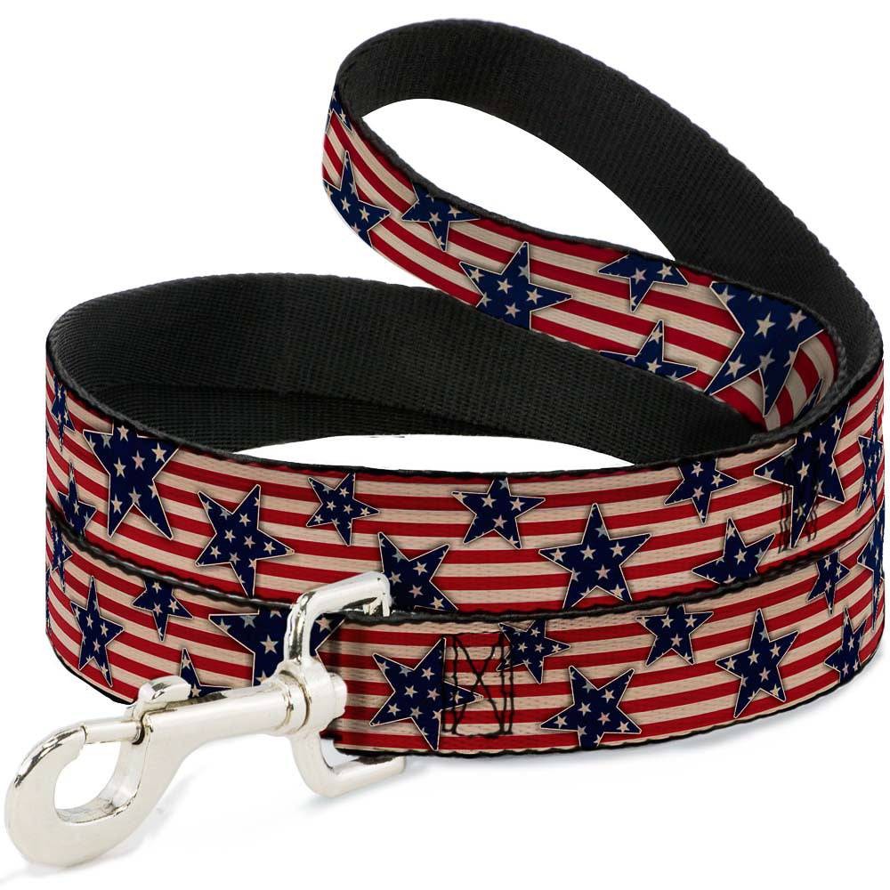 Image of Dog Leash - Americana Stars & Stripes Red/White/Blue/White